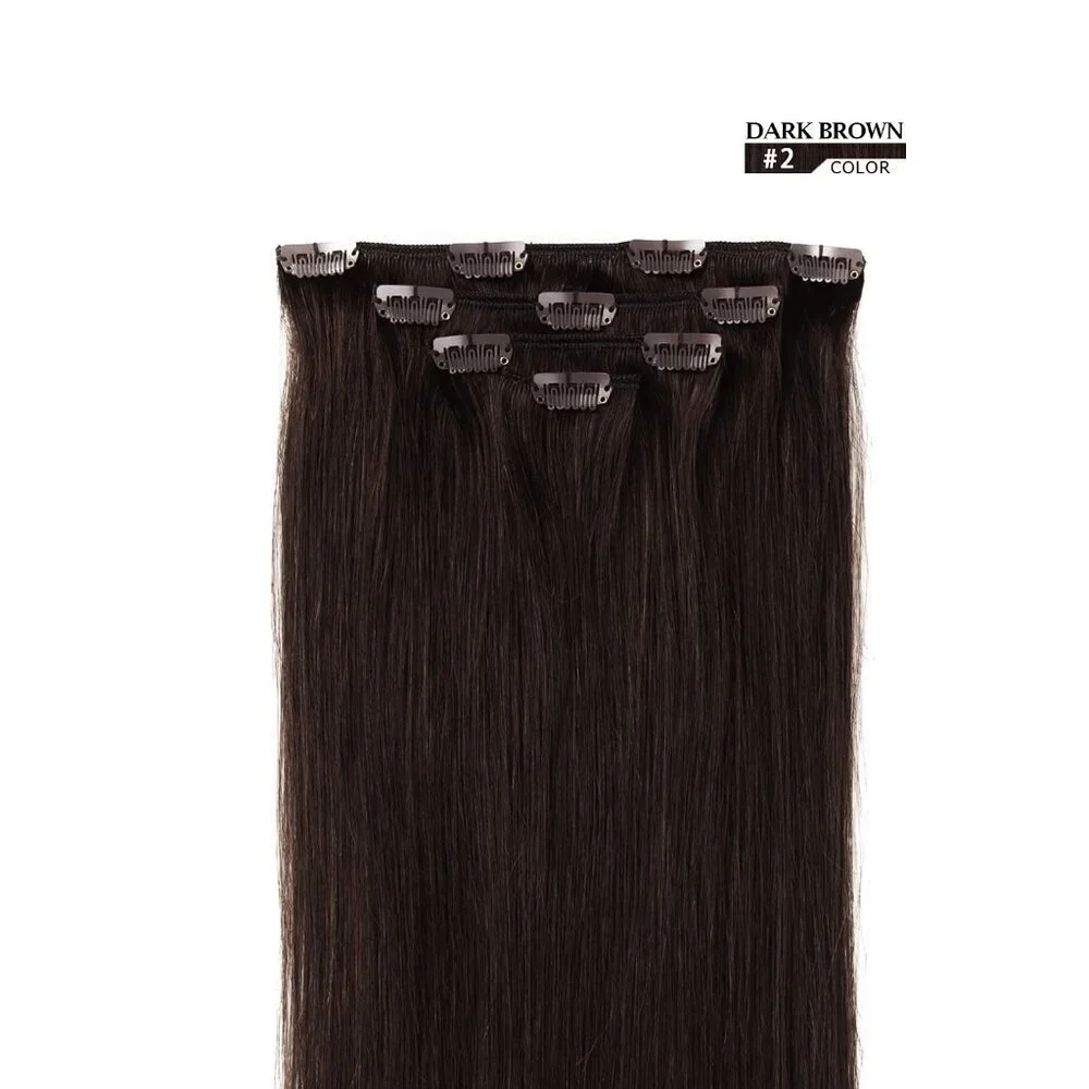 12 Inch Dark Brown Clip in Hair Extensions Remy Human Silky Straight